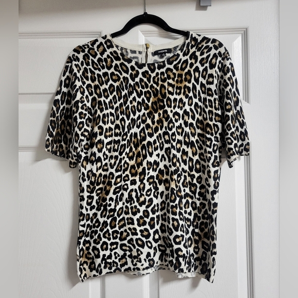 Premise Womens Leopard Print Rayon Women's Top With Back Zipper - Size M - Picture 1 of 5